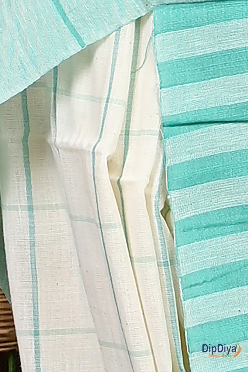 White Cotton Blended Parodhi Hand Loom Saree (484)